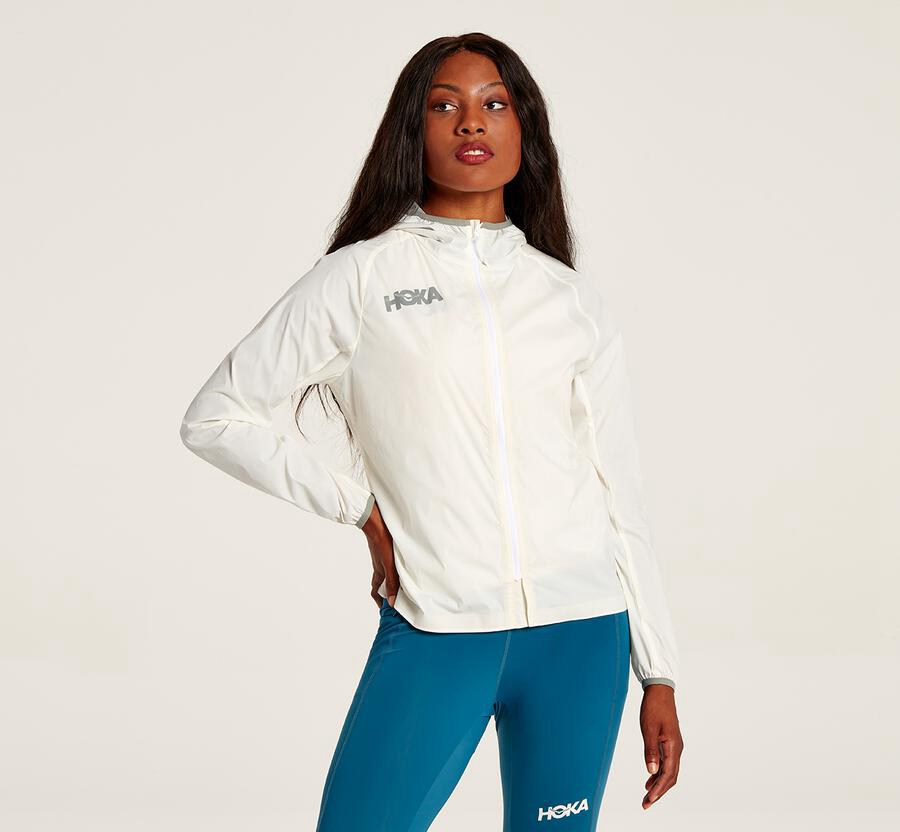 Hoka One One Ceket Kadın Beyaz - Full-Zip Wind - JT8713569